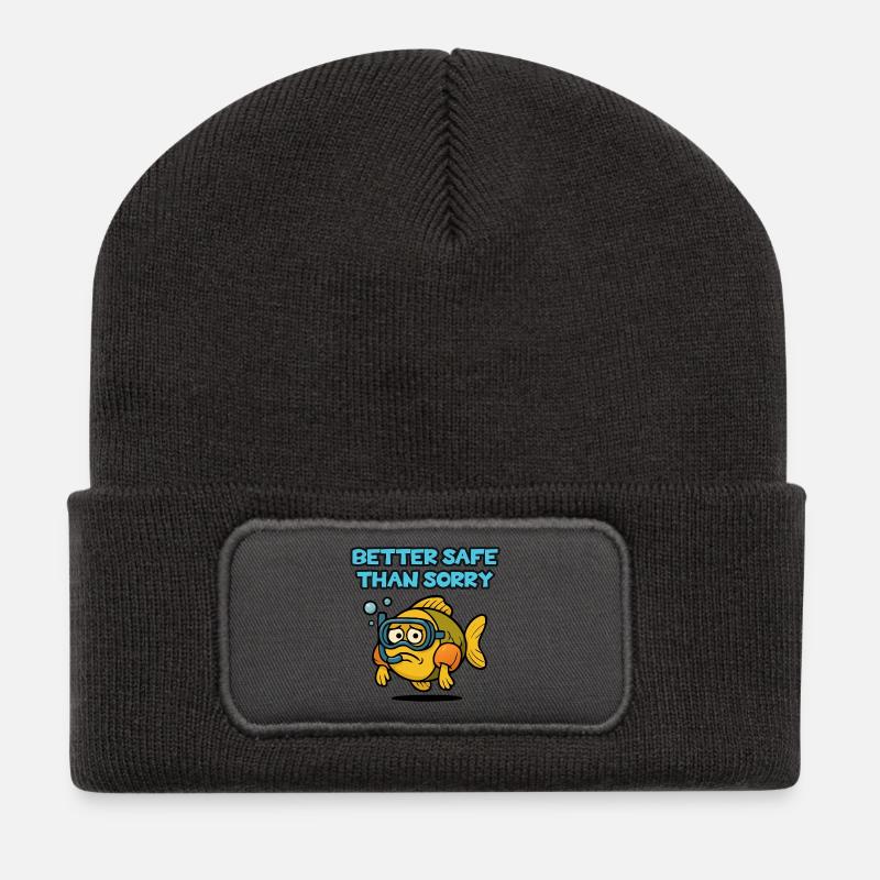 Sichere Tauchfische - Recycelte Patch Beanie - Dunkelgrau