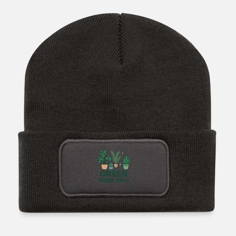 Vibrations vertes uniquement - Beanie recyclé à patch - charbon
