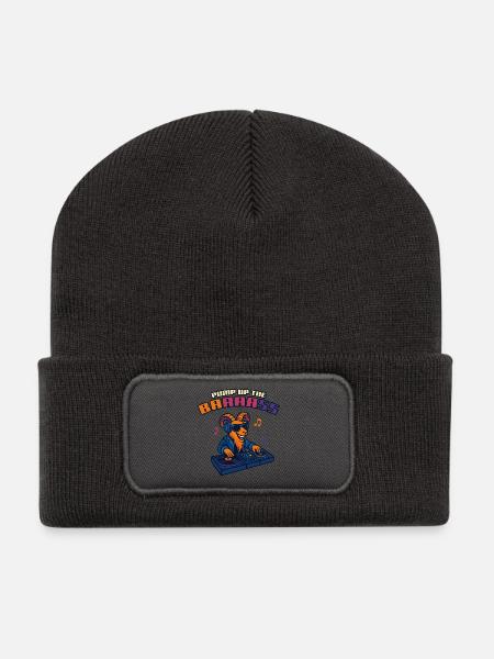Goat DJ – Pump Up the Baaaass - Recycelte Patch Beanie - Dunkelgrau