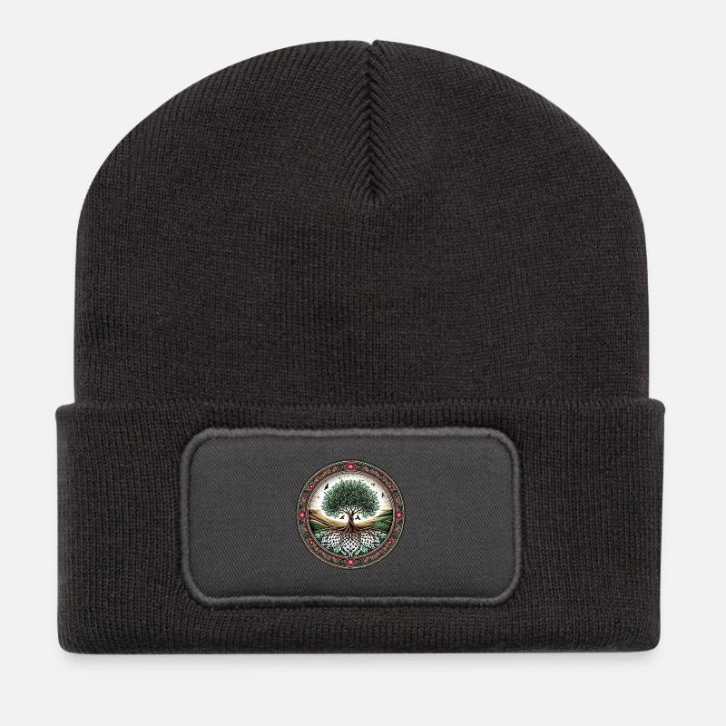 Enraciné - Beanie recyclé à patch - charbon