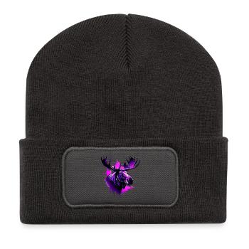 Orignal abstrait au néon avec fond de ville - Beanie recyclé à patch - charbon - Devant