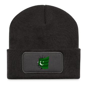 Drapeau du Pakistan - Pakistan - Drapeau cassé - Beanie recyclé à patch - charbon - Devant