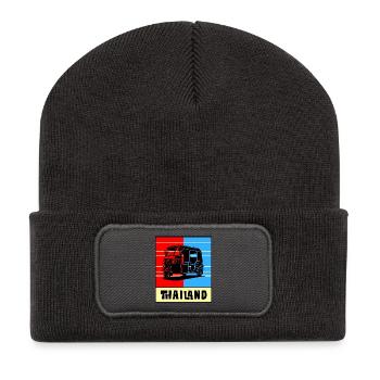 Thailand Tuk Tuk Design - Recycelte Patch Beanie - Dunkelgrau - Vorne