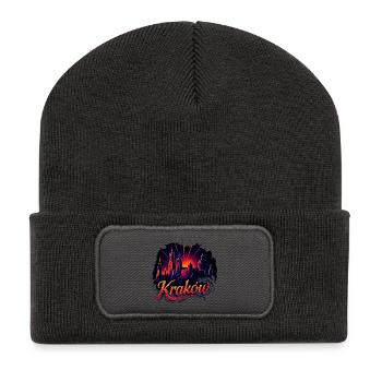 Cracovie, Cracovie, ville, Pologne, Silhouette, cadeau - Beanie recyclé à patch - charbon - Devant