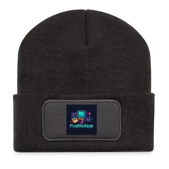 Retro Computer and Pixel Console - Recycled Patch Beanie - dark grey - Front