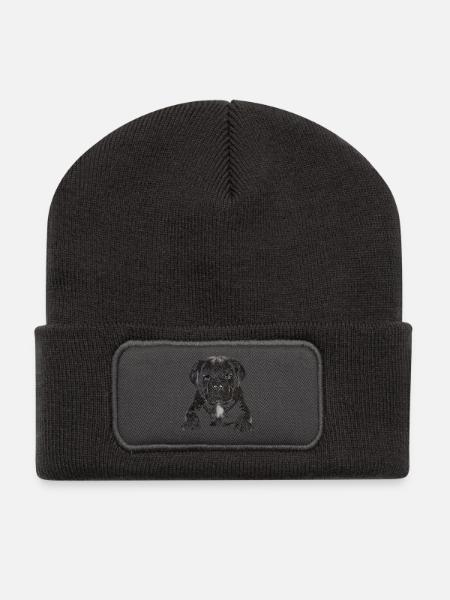 Chiot - Beanie recyclé à patch - charbon