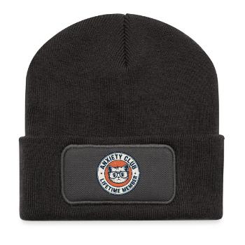 Cat Anxiety Club – Lebenslanges Mitglied - Recycelte Patch Beanie - Dunkelgrau - Vorne