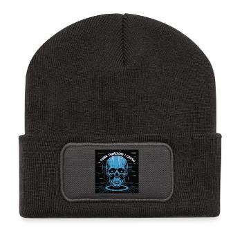 Kybernetisches Skelett der Reflexion - Recycelte Patch Beanie - Dunkelgrau - Vorne