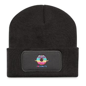 Beignet fou - Beanie recyclé à patch - charbon - Devant