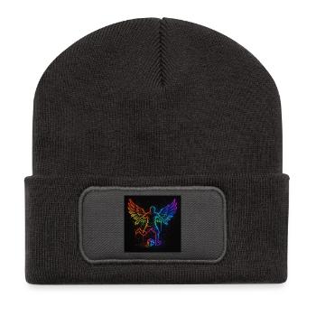 Neon Flügel Fußballspieler Design - Recycelte Patch Beanie - Dunkelgrau - Vorne