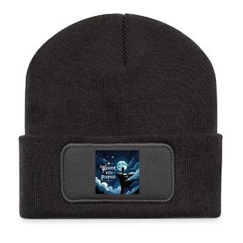 Randonnée avec un but Motifs nocturnes - Beanie recyclé à patch - charbon - Devant
