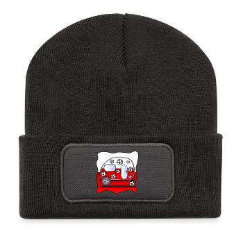 Fußball-Campingplatz Polen - Recycelte Patch Beanie - Dunkelgrau - Vorne