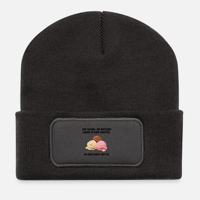 Die Kugel im Becher oder in der Waffel? - Recycelte Patch Beanie - Dunkelgrau