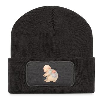 Watercolor Yakuza Sheep – Cute Pastel Tattoo Art - Recycled Patch Beanie - dark grey - Front