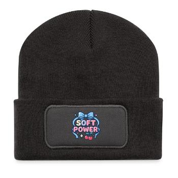 Soft Power – Boucle Kawaii - Beanie recyclé à patch - charbon - Devant