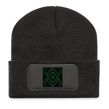 Géométrie verte futuriste - Beanie recyclé à patch - charbon - Devant