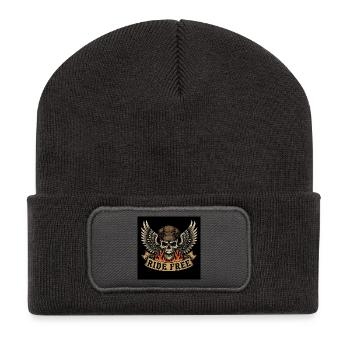 Biker Skull Design - Recycled Patch Beanie - dark grey - Front