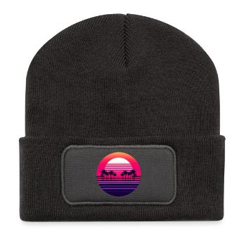 Neon Sunset Palmlands - Recycled Patch Beanie - dark grey - Front