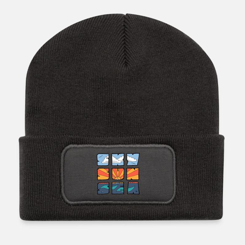 Ciel Soleil Mer - Beanie recyclé à patch - charbon