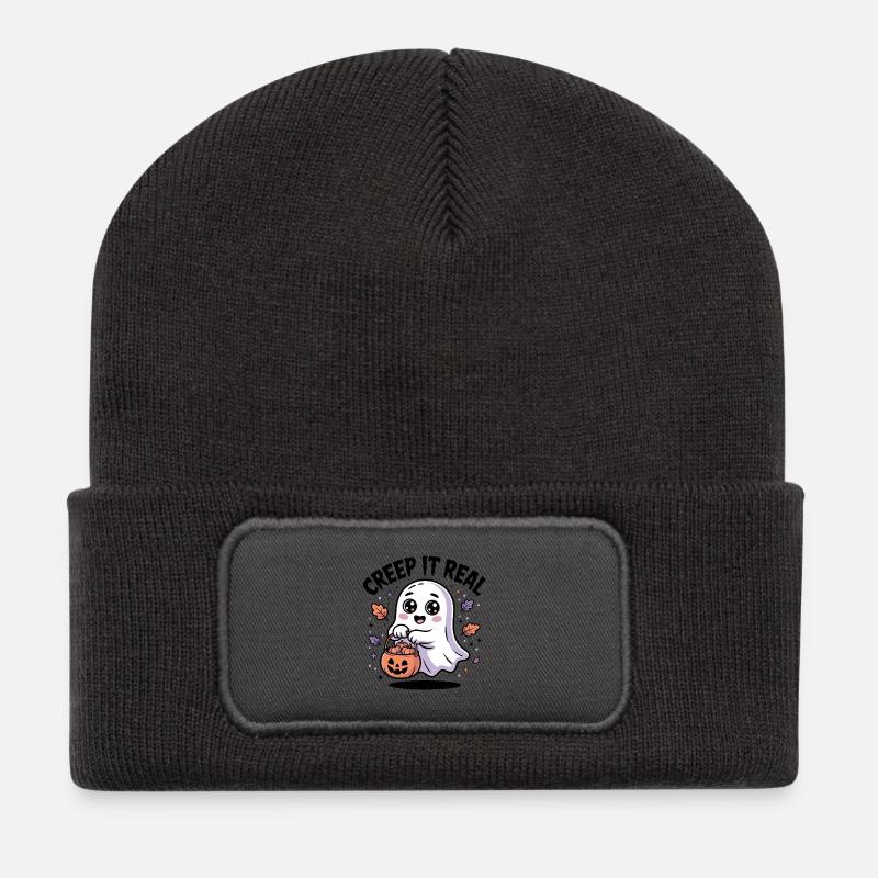 Grusel es Echter süßer Geist - Recycelte Patch Beanie - Dunkelgrau