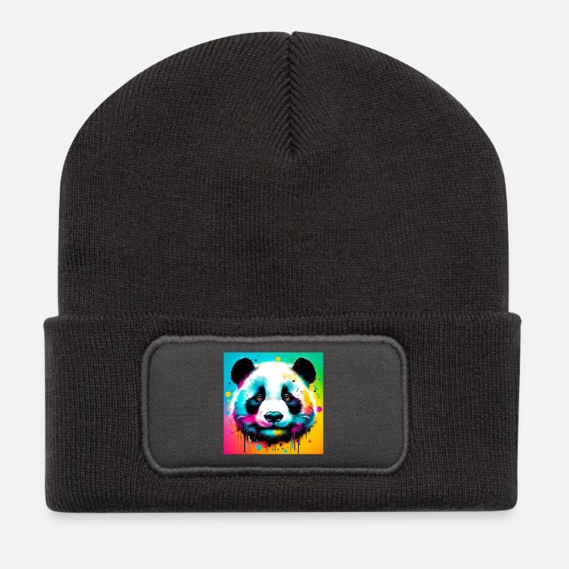 Panda - Recycelte Patch Beanie - Dunkelgrau