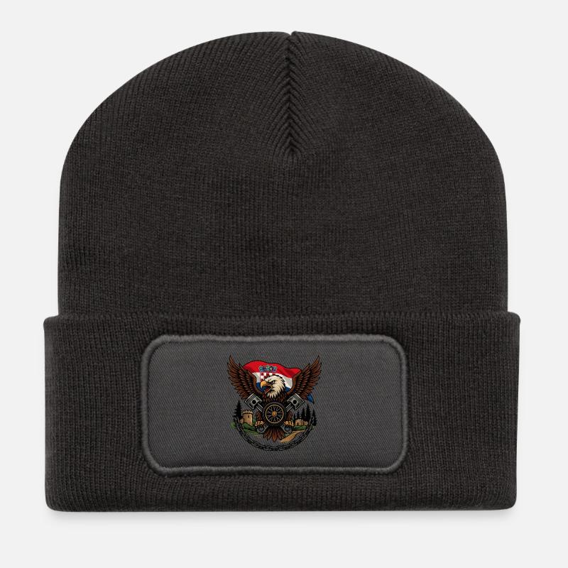 Kroatischer Kaiserlicher Kreuzfahreradler - Recycelte Patch Beanie - Dunkelgrau