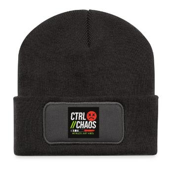 Ctrl Chaos vert et rouge -Design urbain basket  - Beanie recyclé à patch - charbon - Devant