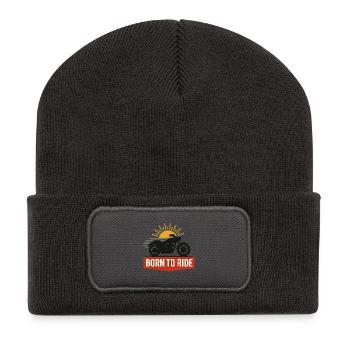 Born to Ride – Motorcycle Shirt - Recycelte Patch Beanie - Dunkelgrau - Vorne