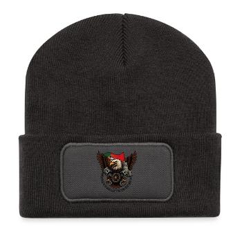 Eagle Rider – Wild Biker Spirit - Recycled Patch Beanie - dark grey - Front