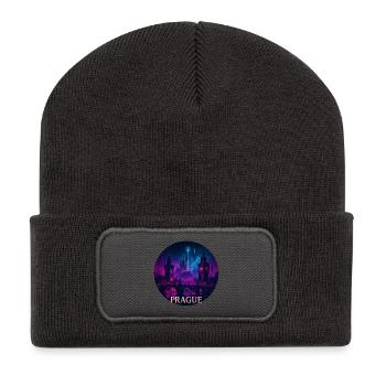 Prag Souvenir Cyberpunk - Recycelte Patch Beanie - Dunkelgrau - Vorne