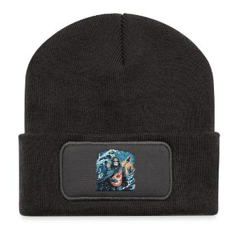 Vague mystique de l’océan avec musicien fantomatique - Beanie recyclé à patch - charbon - Devant