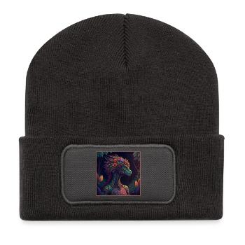 Mythical Jungle Dragon Illustration - Recycled Patch Beanie - dark grey - Front