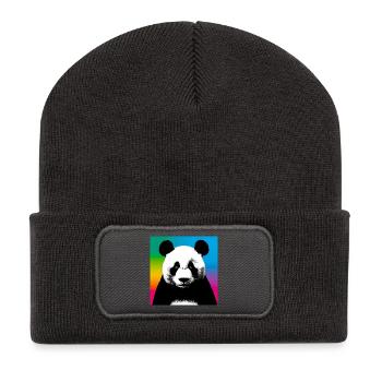 panda - Beanie recyclé à patch - charbon - Devant