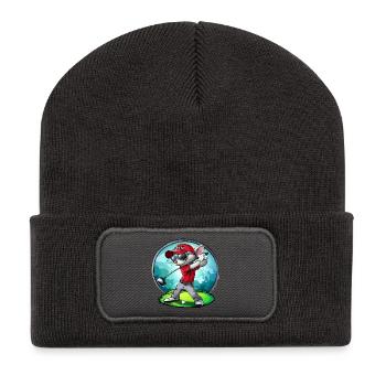 Souris golfeuse / Souris golfeuse - Beanie recyclé à patch - charbon - Devant