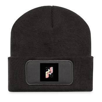 Abstrait Féminin Sur Fond Noir - Beanie recyclé à patch - charbon - Devant