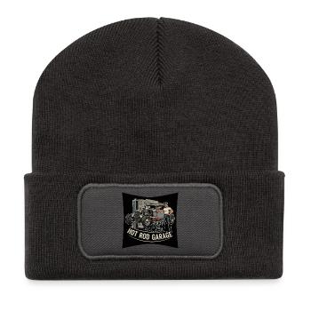 Vintage Hot Rod Workshop Motif - Recycled Patch Beanie - dark grey - Front