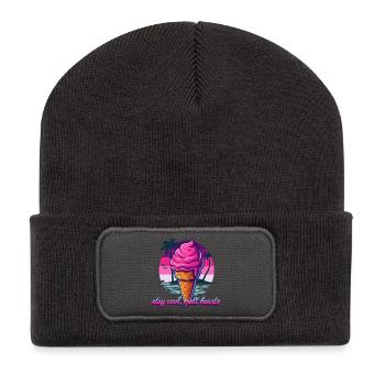 Pink Eiscreme Sunset Design - Recycled Patch Beanie - dark grey - Front