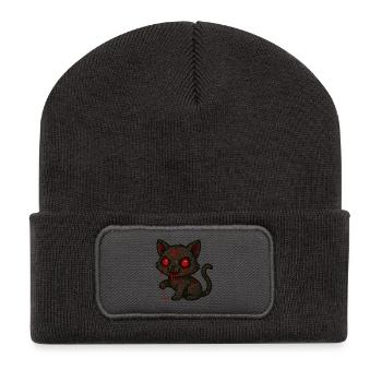 Chat Sombre Occulte - Beanie recyclé à patch - charbon - Devant