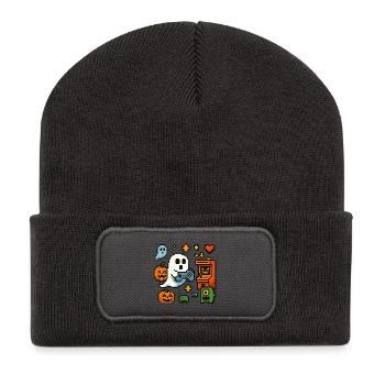 Pixel Ghost Gaming Retro Design - Recycled Patch Beanie - dark grey - Front