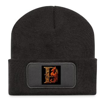 P – Magisches Ornament mit Phönix - Recycelte Patch Beanie - Dunkelgrau - Vorne