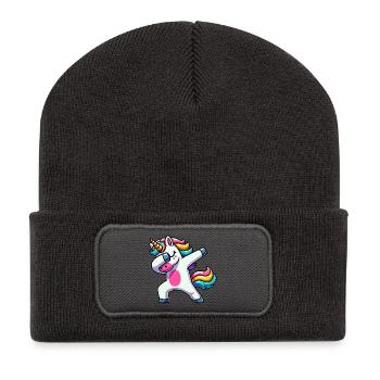 Dabbing Einhorn Dab Unicorn Mädchen Einhörner - Recycelte Patch Beanie - Dunkelgrau - Vorne