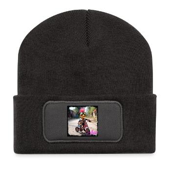 Escapist monster on a bicycle - Recycled Patch Beanie - dark grey - Front