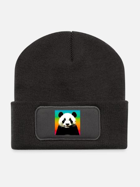 Panda - Recycelte Patch Beanie - Dunkelgrau
