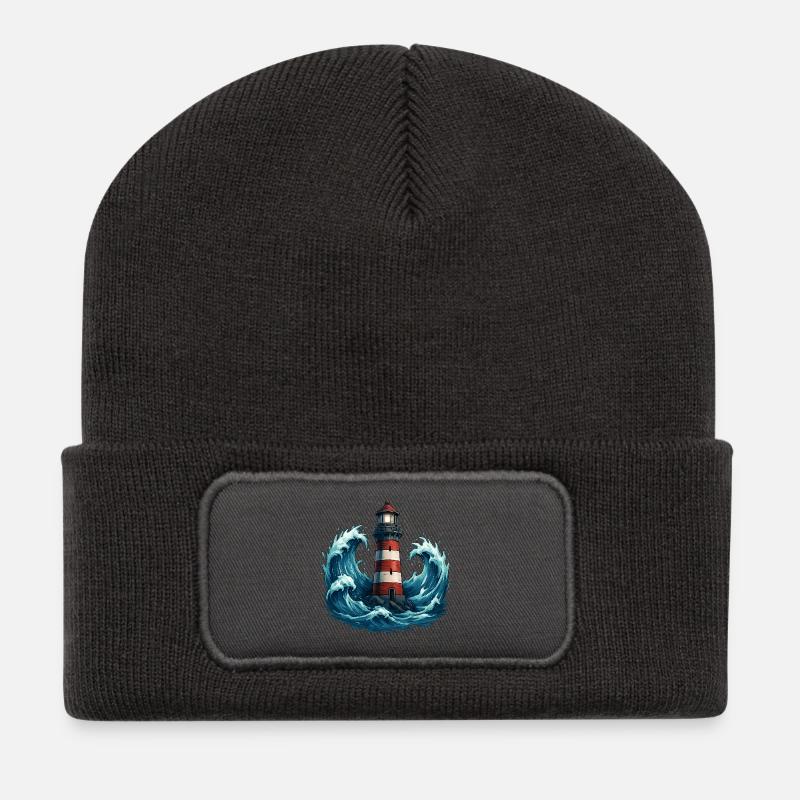 Leuchtturm - Recycelte Patch Beanie - Dunkelgrau