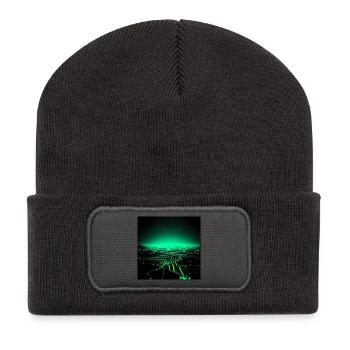 Neon Tech City Skyline - Beanie recyclé à patch - charbon - Devant