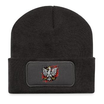Polen Polska Adler Flagge Patriotismus Geschenk - Recycelte Patch Beanie - Dunkelgrau - Vorne
