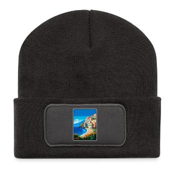 Taormina Italy Vintage Travel Poster Cityscape WPA - Recycled Patch Beanie - dark grey - Front