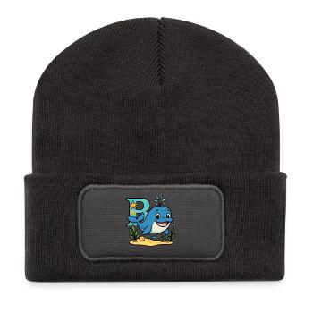B for... Whale! Cute alphabet design - Recycled Patch Beanie - dark grey - Front