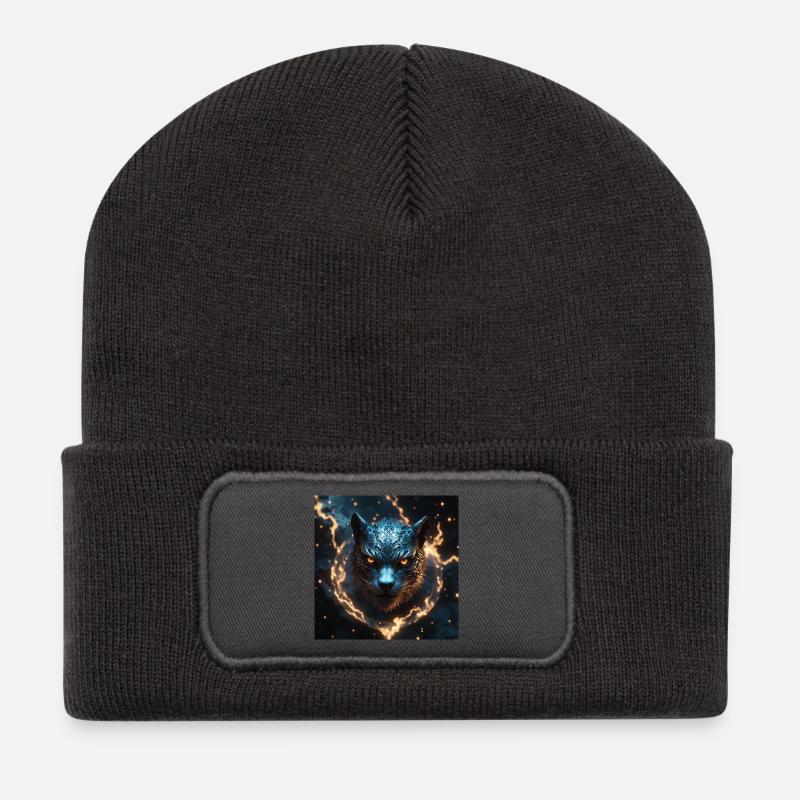 Tigre mystique en énergie électrique - Beanie recyclé à patch - charbon