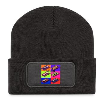 Colorful sushi design with pop art style - Recycled Patch Beanie - dark grey - Front